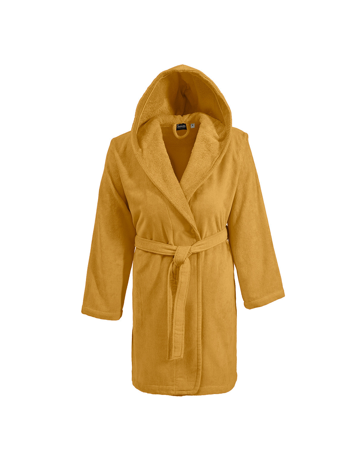 peignoir-court-capuche-velours-Jaune-Face