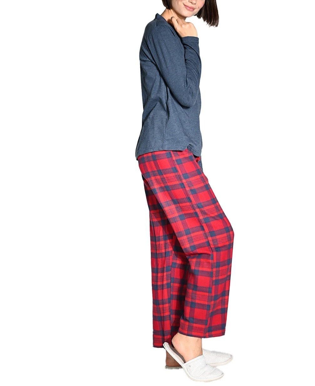 pyjama-femme-haut-unis-jensey-bas-carreaux-flanelle-ontario