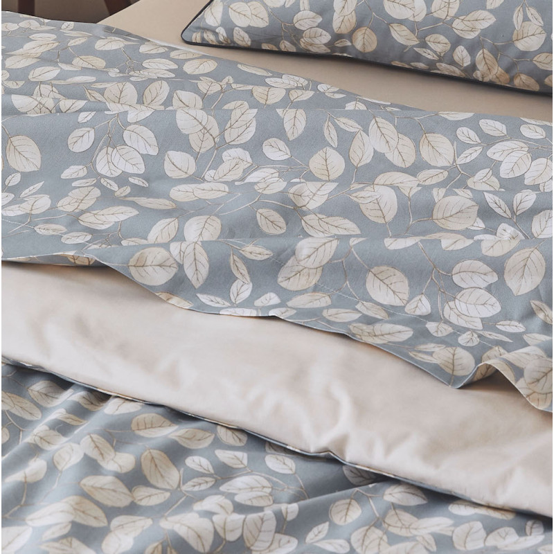 Drap-plat-percale-coton-français-lison-gris-feuillage-zoom