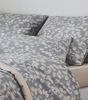 Drap-plat-percale-coton-français-lison-gris-feuillage