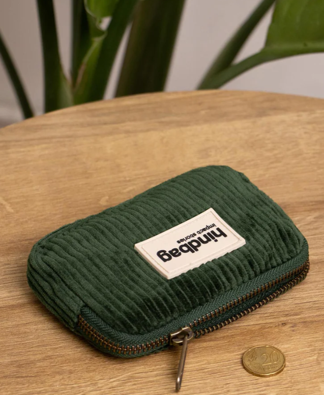 Porte-monnaie-velours-cotelé-vert-sapin-Hindbag