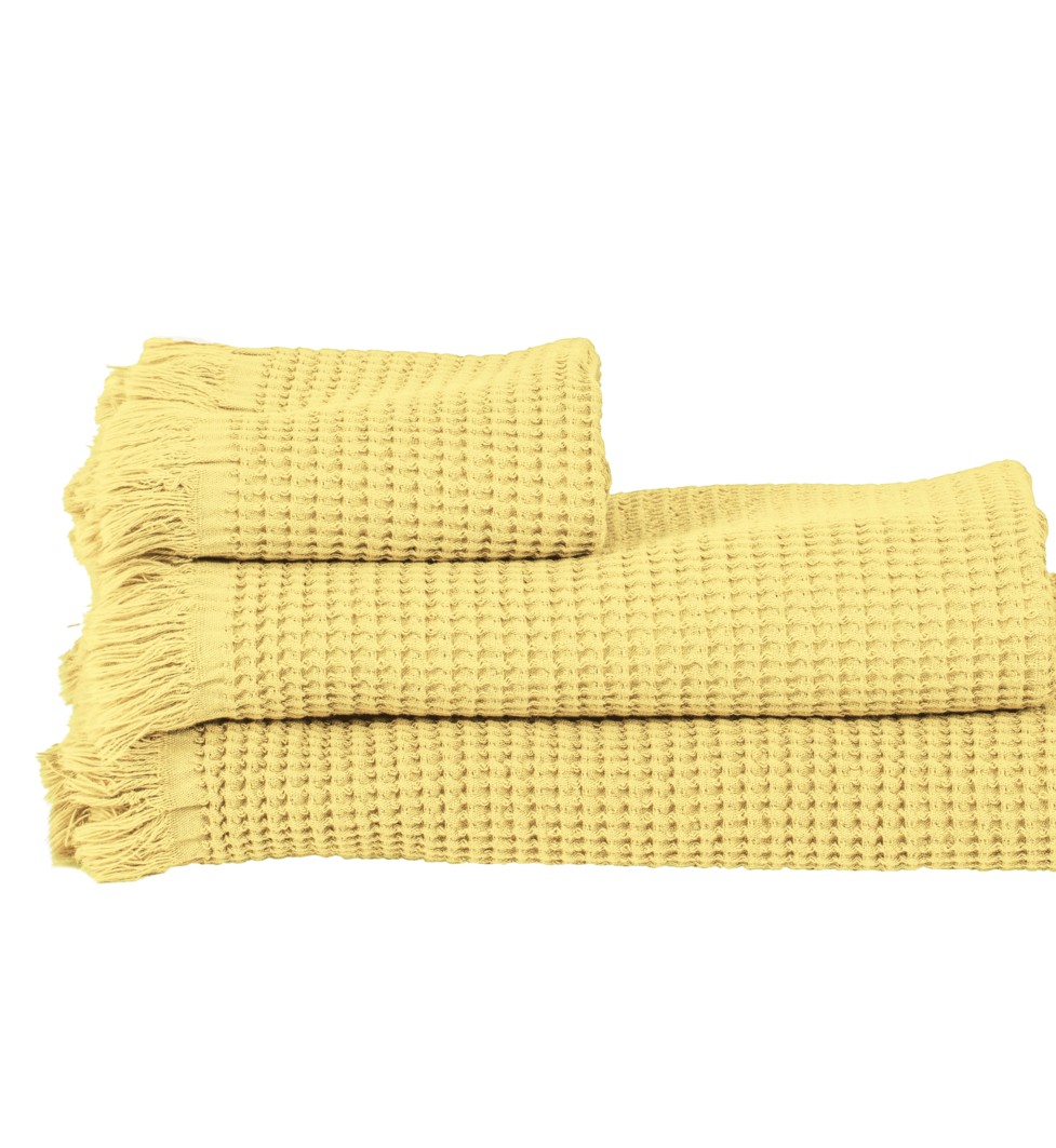 Serviette-timor-nid-abeille-jaune-paille