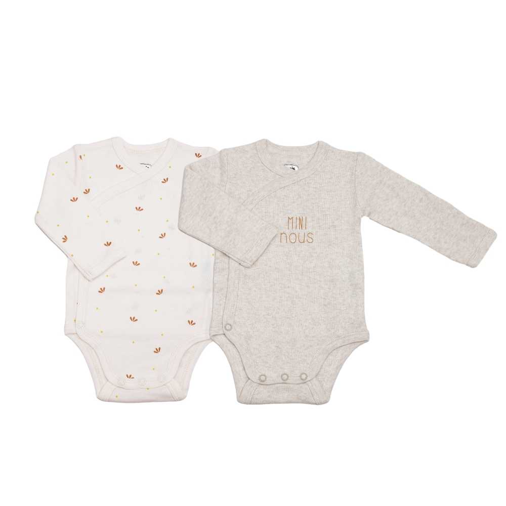 lot-de-2-bodies-bebe-mini-nous-beige-crème-1-3-mois-trois-kilos-sept