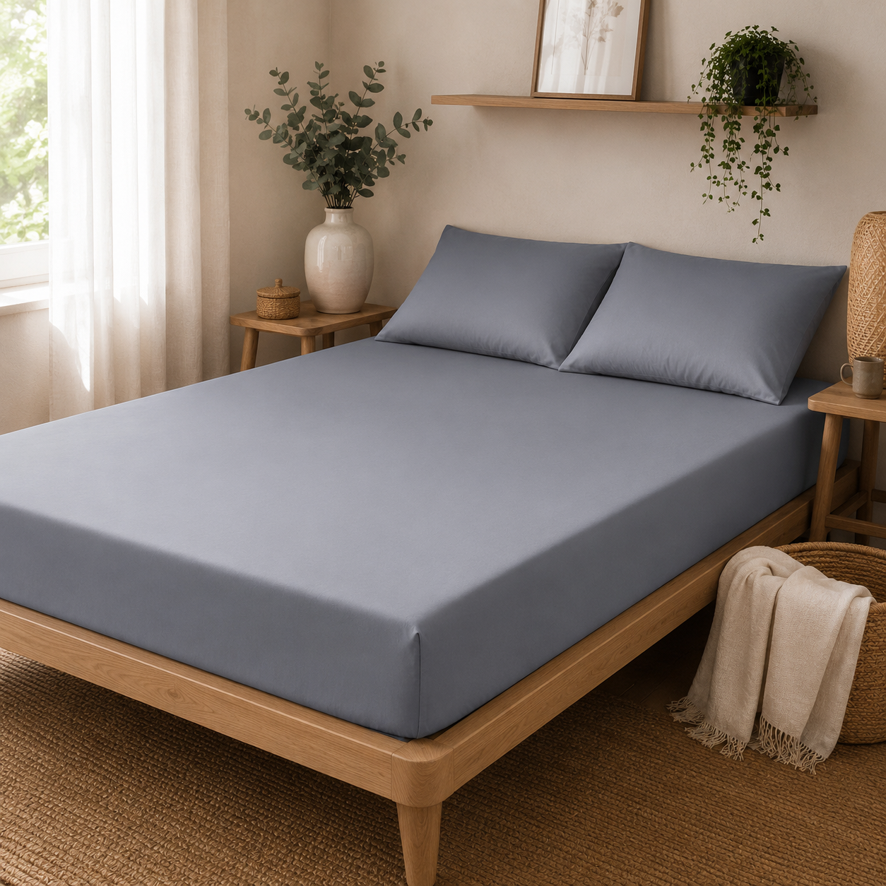 Drap-Housse-percale-lavé-bleu-violet-baton-rouge