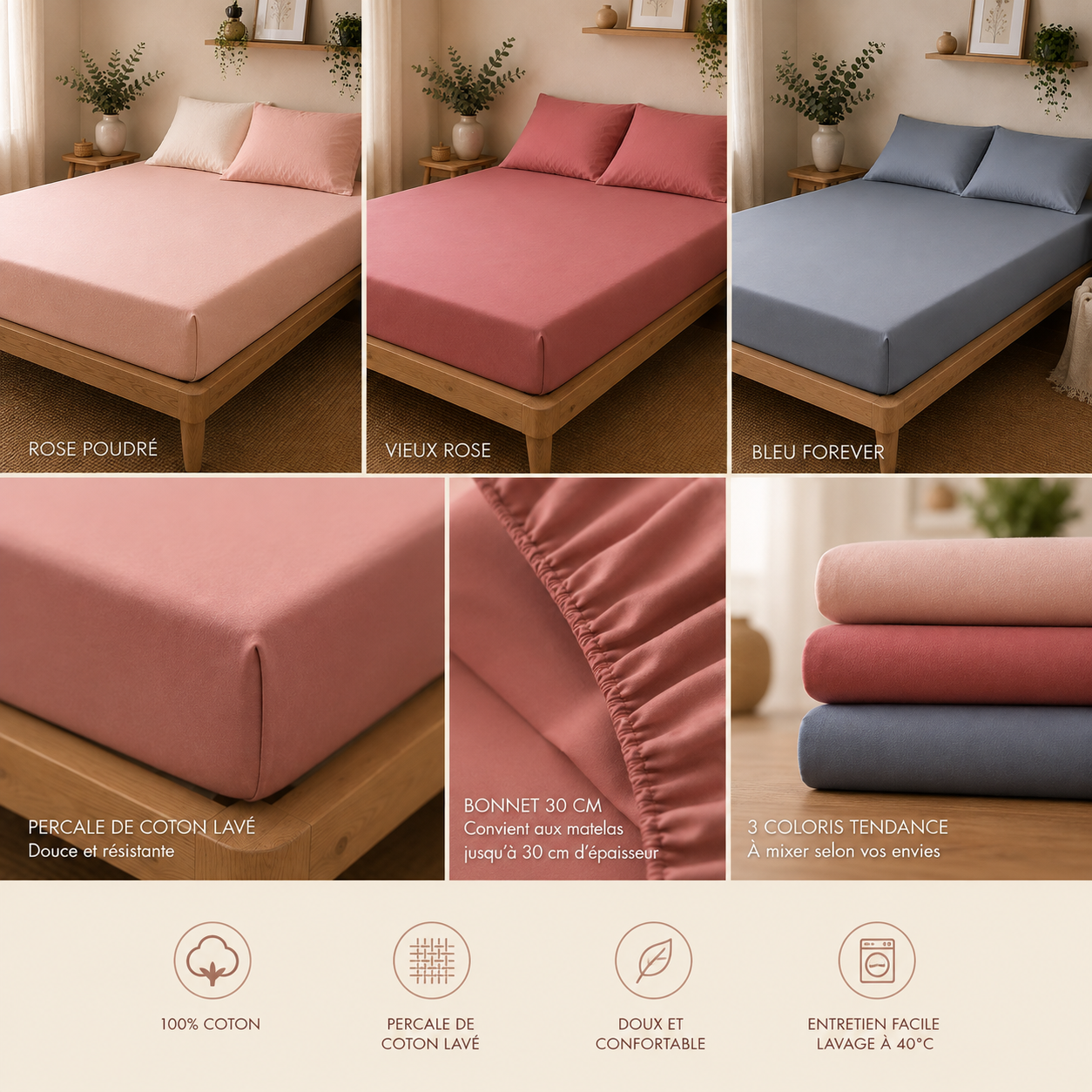 drap-housse-baton-rouge-percale-coton-lavé-différentes-couleurs