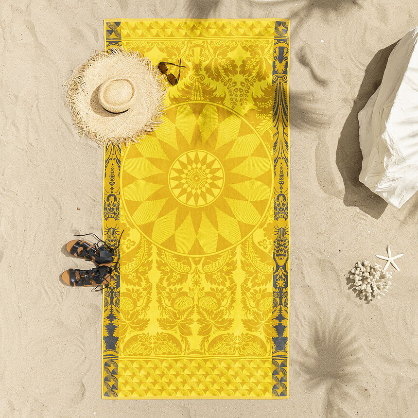 serviette-de-plage_soleil_jaune_le_jacquard_francais