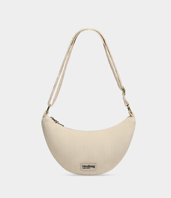 Sac-bandoulière-banane-Andrea-velours-crème-Hindbag