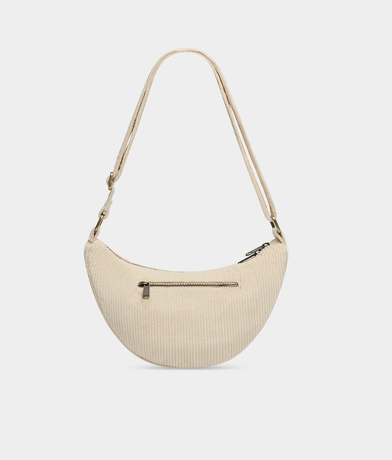Sac-bandoulière-banane-Andrea-velours-crème-dos-Hindbag