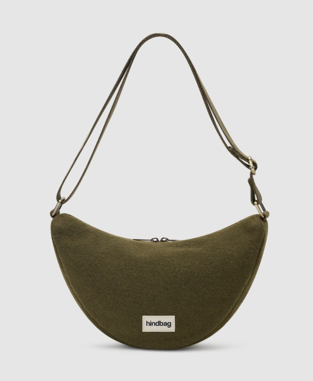 Sac-bandoulière-banane-Andrea-effet-laine-kaki-Hindbag