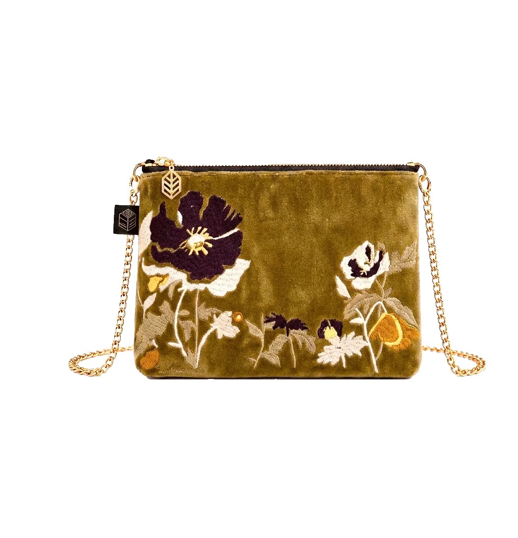 Sac-pochette-Bristol-Gold-fleuri-velours-broderie