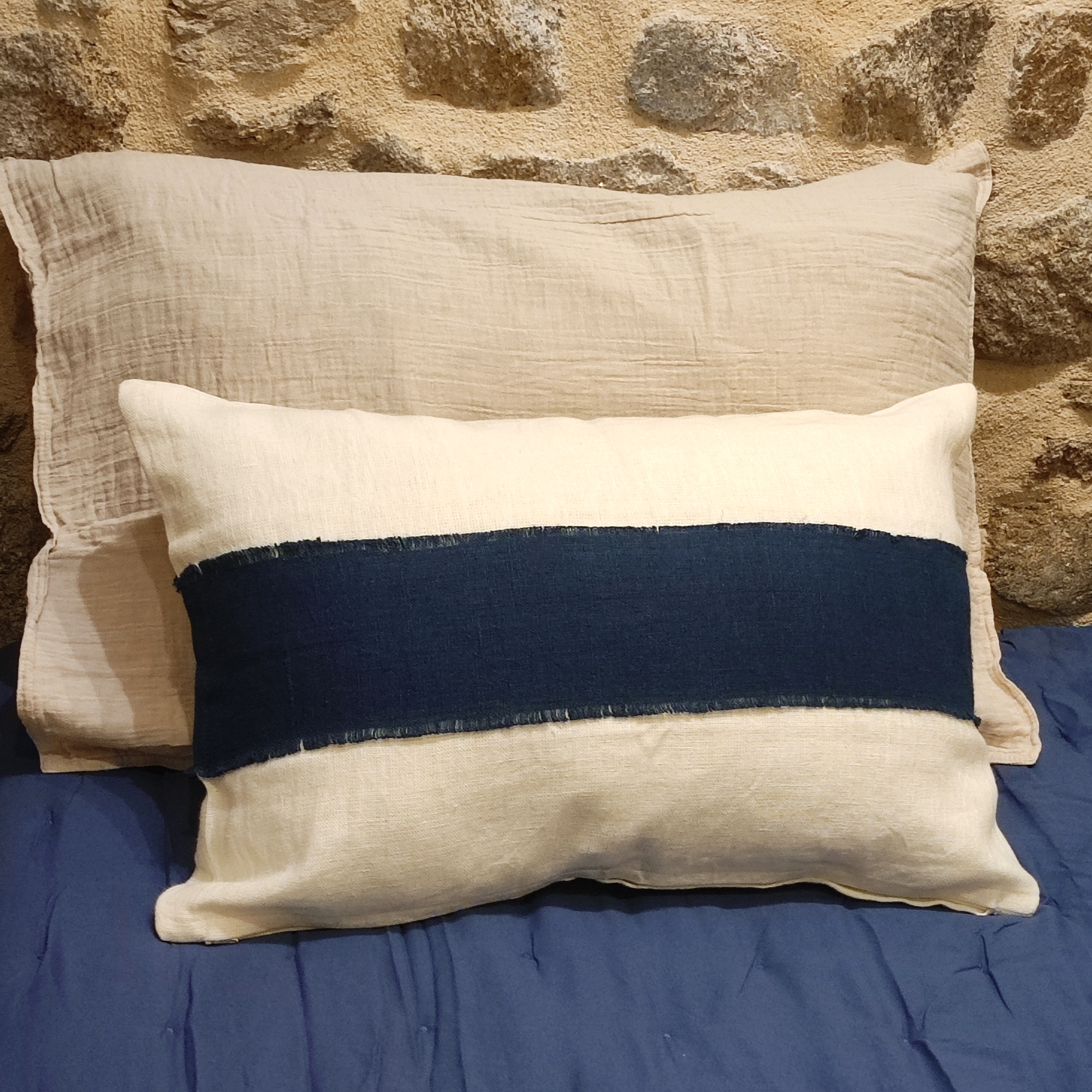Coussin_lin_rayure_bleu_Haomy