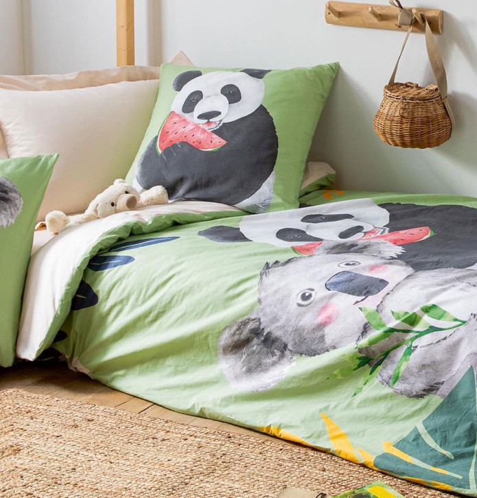 housse de couette enfant panda percale de coton koala tradilinge francais zoom