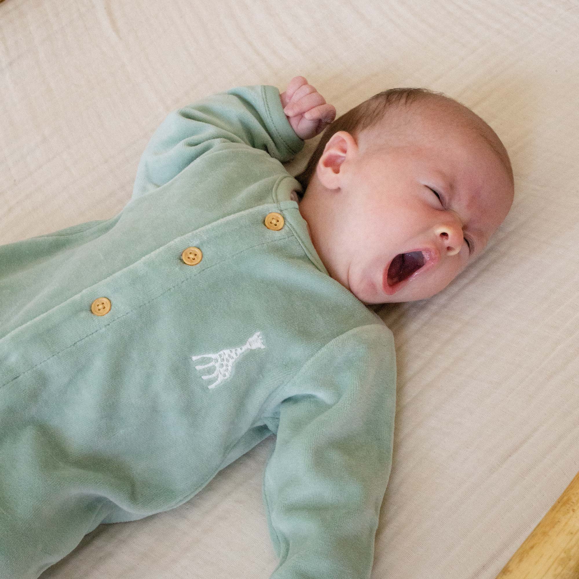 pyjama velours sophie la girafe trois kilos sept ambiance vert