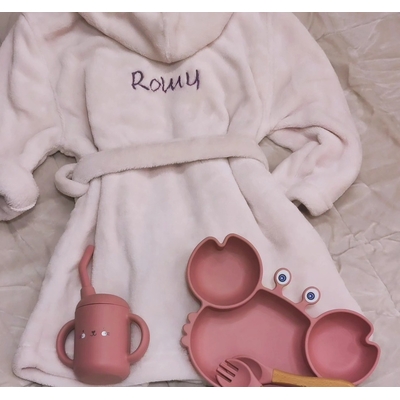 Peignoir_polaire_enfant_rose_poudre_personnalisé