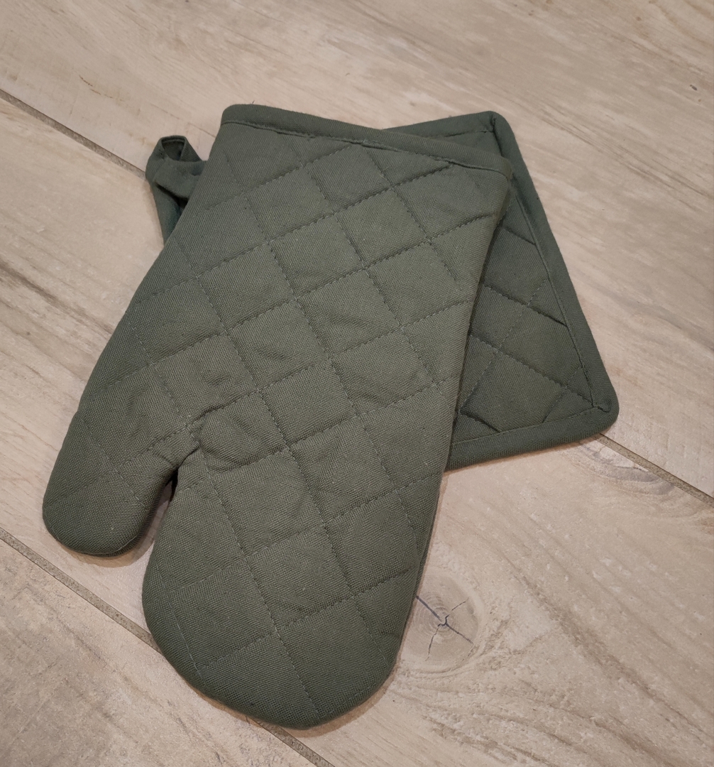 Maison D' Hermine Lot De Gants De Four (19 X 33 Cm) Et Maniques De 20 X 20 Cm, En 100 % Coton, Résistants à La Chaleur, Pour Griller, Cuire, Griller, Matins