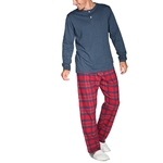 pyjama-homme-haut-unis-jensey-bas-carreaux-flanelle