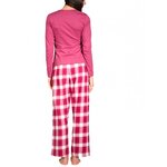 pyjama-pantalon-FLANELLE-bas-carreaux-haut-jersey-uni-AUBERGINE