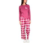 pyjama-pantalon-bas-carreaux-haut-jersey-uni-AUBERGINE