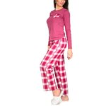 pyjama-pantalon-coton-bas-carreaux-haut-jersey-uni-Aubergine