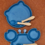 Set_repas_assiette_enfant_silicone_crabe_ours_bleu_marine