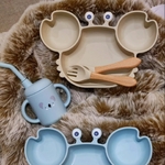Set_repas_assiette_enfant_silicone_crabe_beige