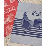 Torchon-coco-rico-bleu-Jacquard-français