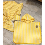 Poncho_a_rayures_jaune_blanc_eponge_coton_fait_main