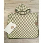Poncho_damier_vert_blanc_eponge_coton_fait_main
