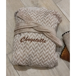 Peignoir_de_bain_motifs_chevron_beige_personnalisé