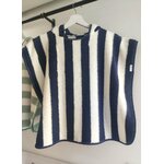 Poncho-enfant-éponge-capuche-rayures-marine-blanc
