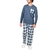 pyjama-pantalon-coton-FLANELLE-bas-carreaux-haut-jersey-BLEU-face