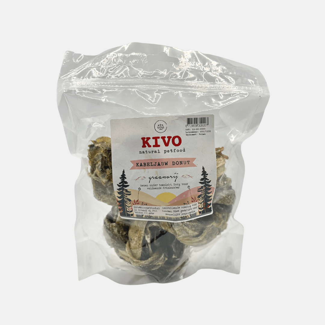 Peaux de Morue séchées en forme de beignet, 200g - KIVO Natural Pet Food