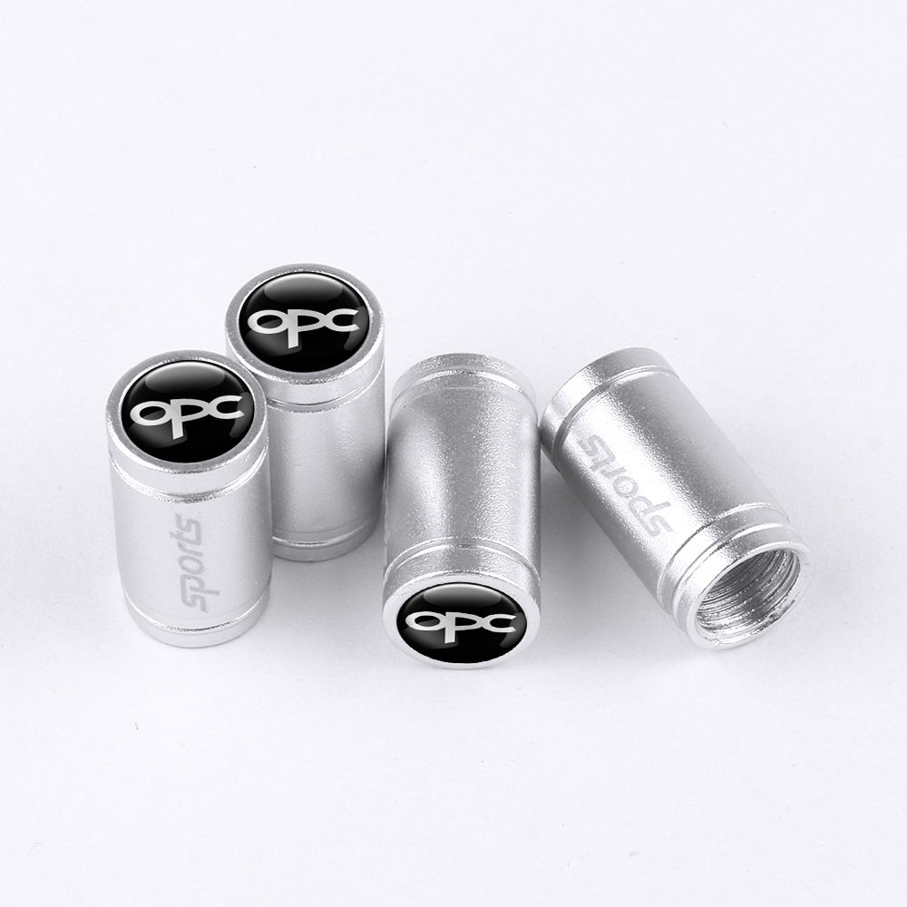 SILVER SPORT TIRE VALVE STEM CAPS FOR OPEL OPC