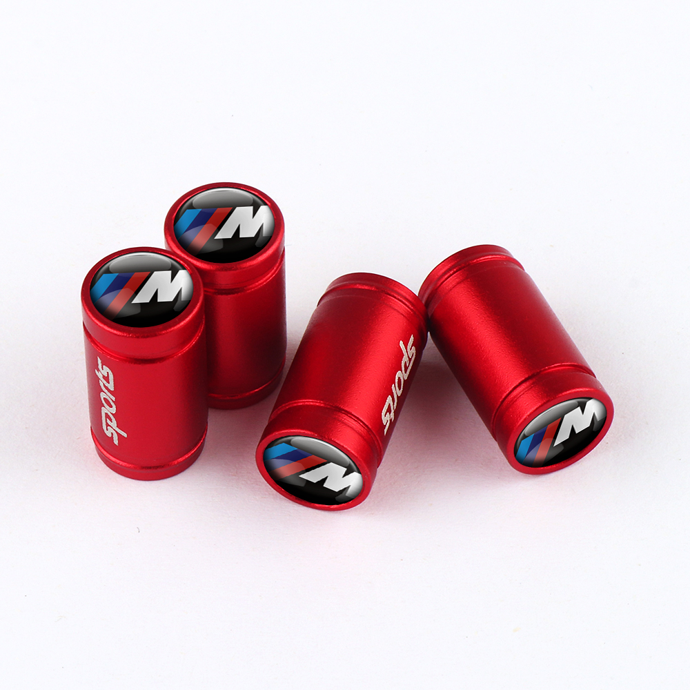 RED SPORT TIRE VALVE STEM CAPS FOR BMW M