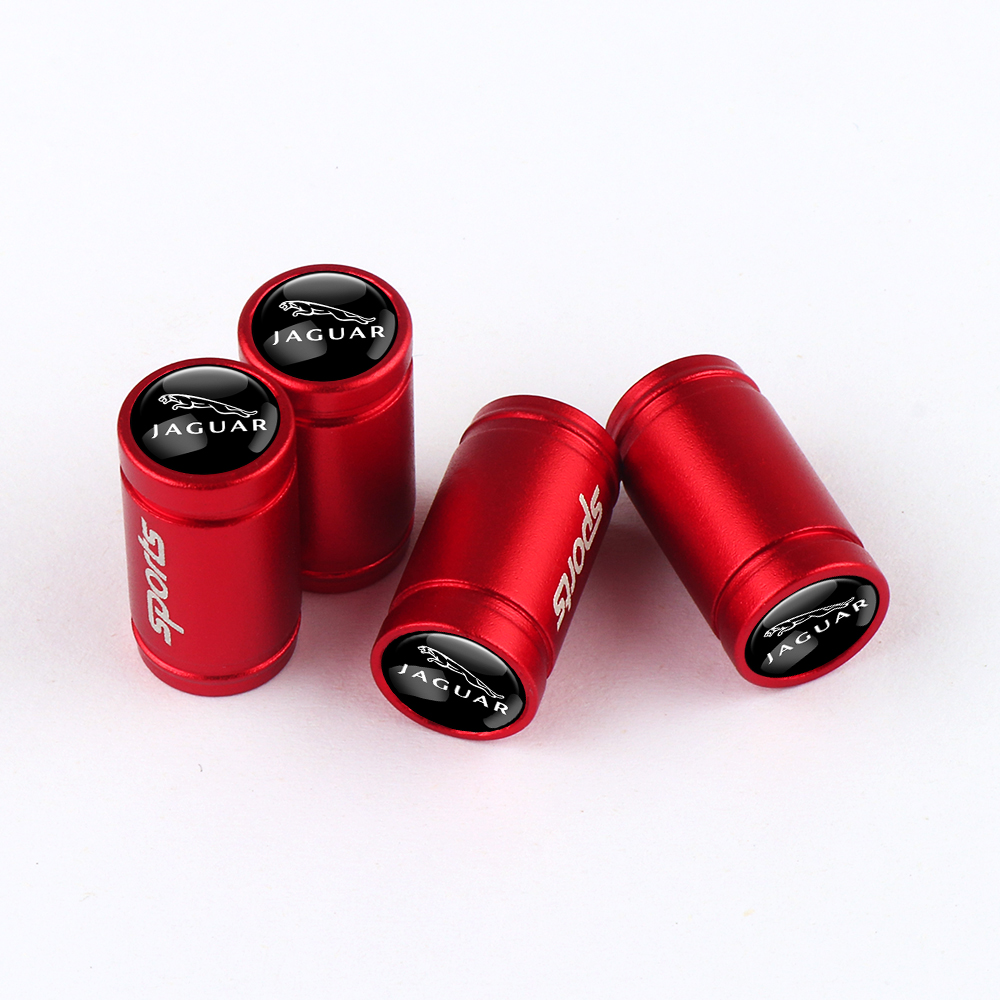 RED SPORT TIRE VALVE STEM CAPS FOR JAGUAR