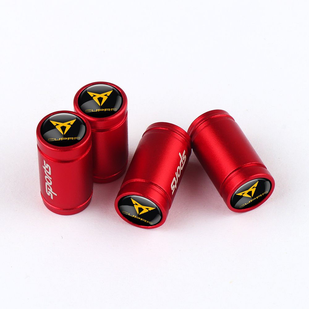 RED SPORT TIRE VALVE STEM CAPS FOR CUPRA