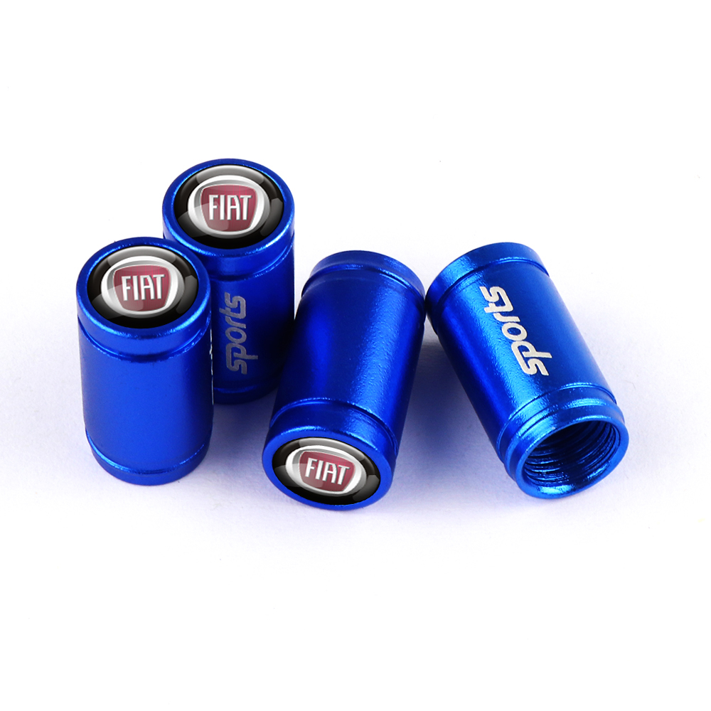 BLUE SPORT TIRE VALVE STEM CAPS FOR FIAT