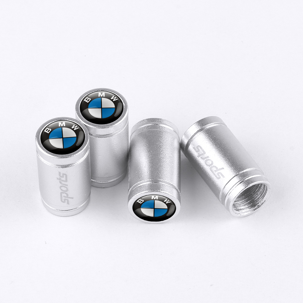 SILVER SPORT TIRE VALVE STEM CAPS FOR BMW
