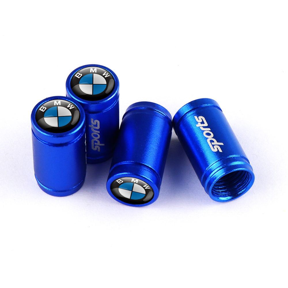 BLUE SPORT TIRE VALVE STEM CAPS FOR BMW