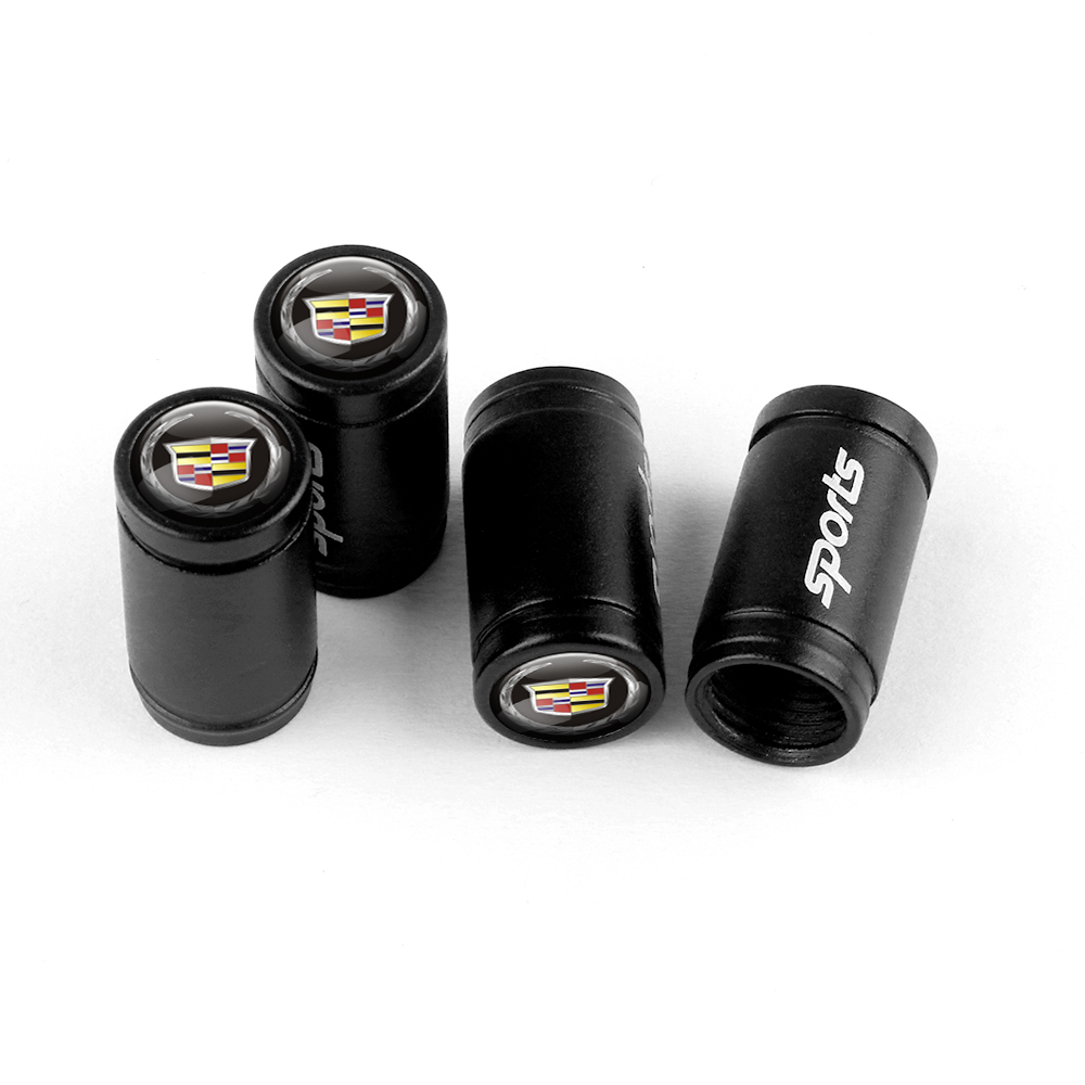 BLACK SPORT TIRE VALVE STEM CAPS FOR CADILLAC