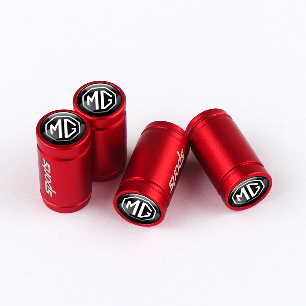 RED SPORT TIRE VALVE STEM CAPS FOR MG