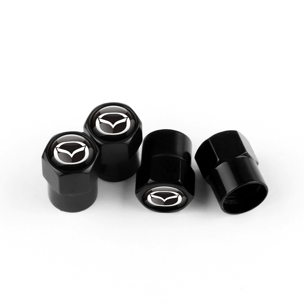 BLACK TIRE VALVE STEM CAPS FOR MAZDA