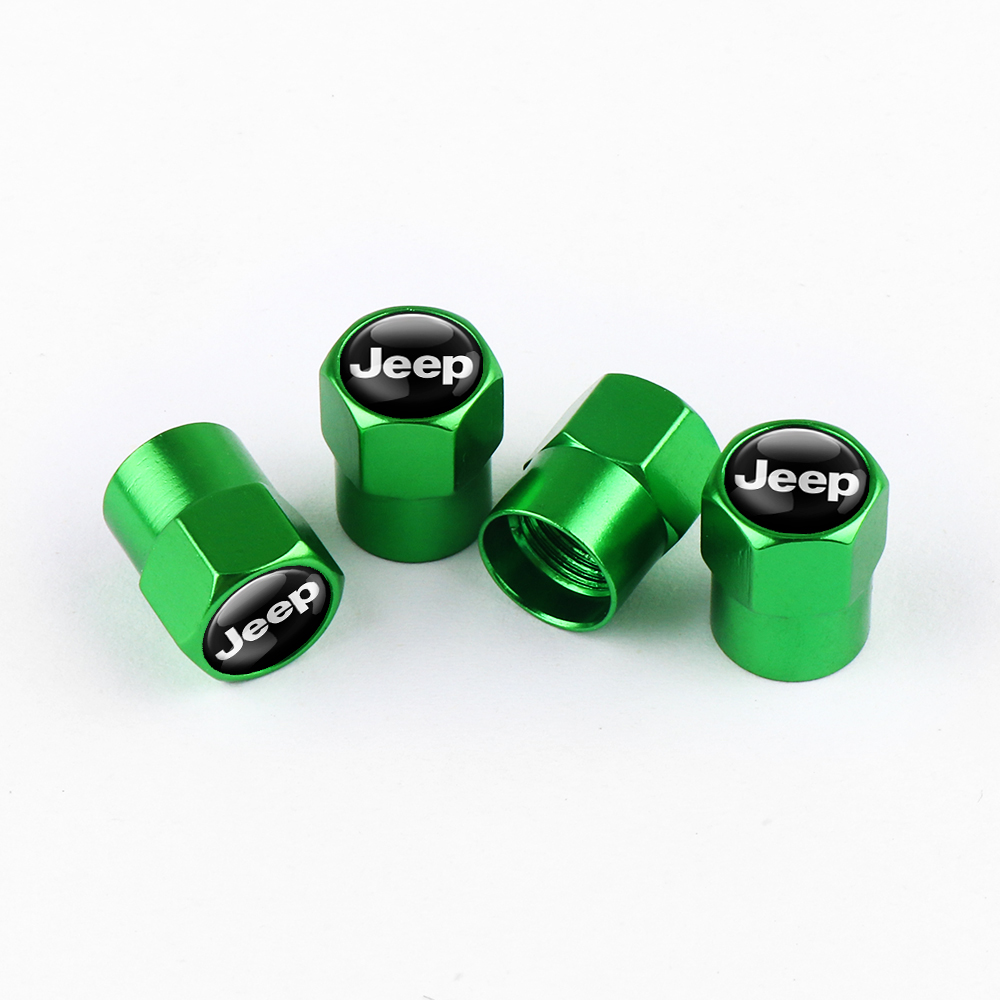 GREEN TIRE VALVE STEM CAPS FOR JEEP(2)