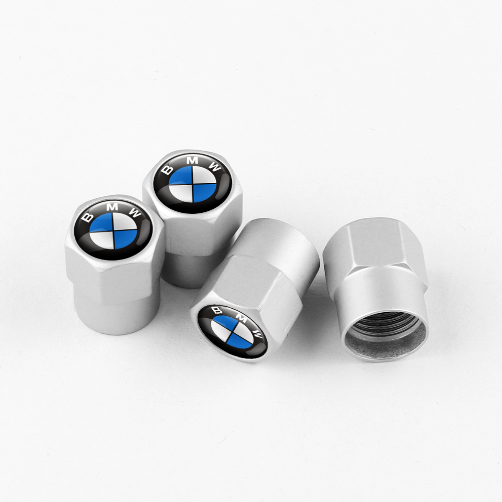 SILVER TIRE VALVE STEM CAPS FOR BMW(1)