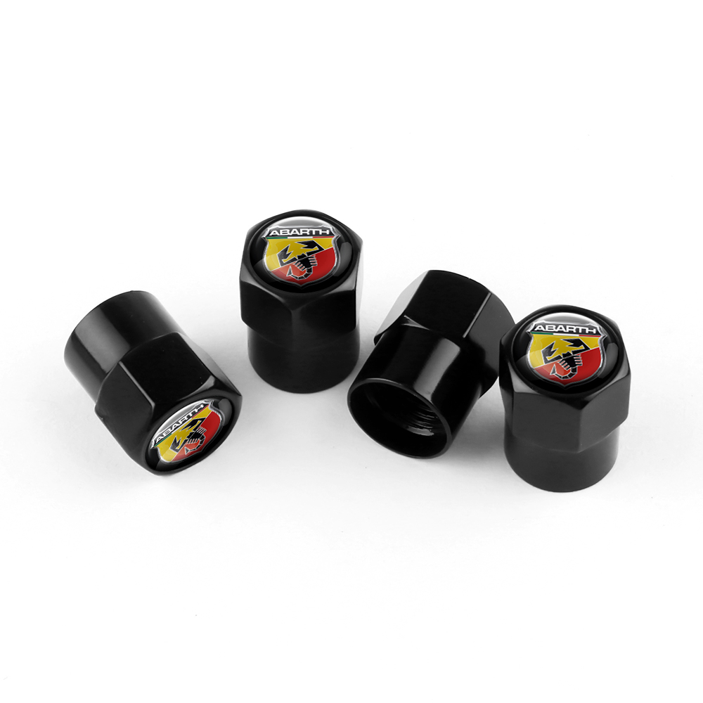 BLACK TIRE VALVE STEM CAPS FOR FIAT ABARTH