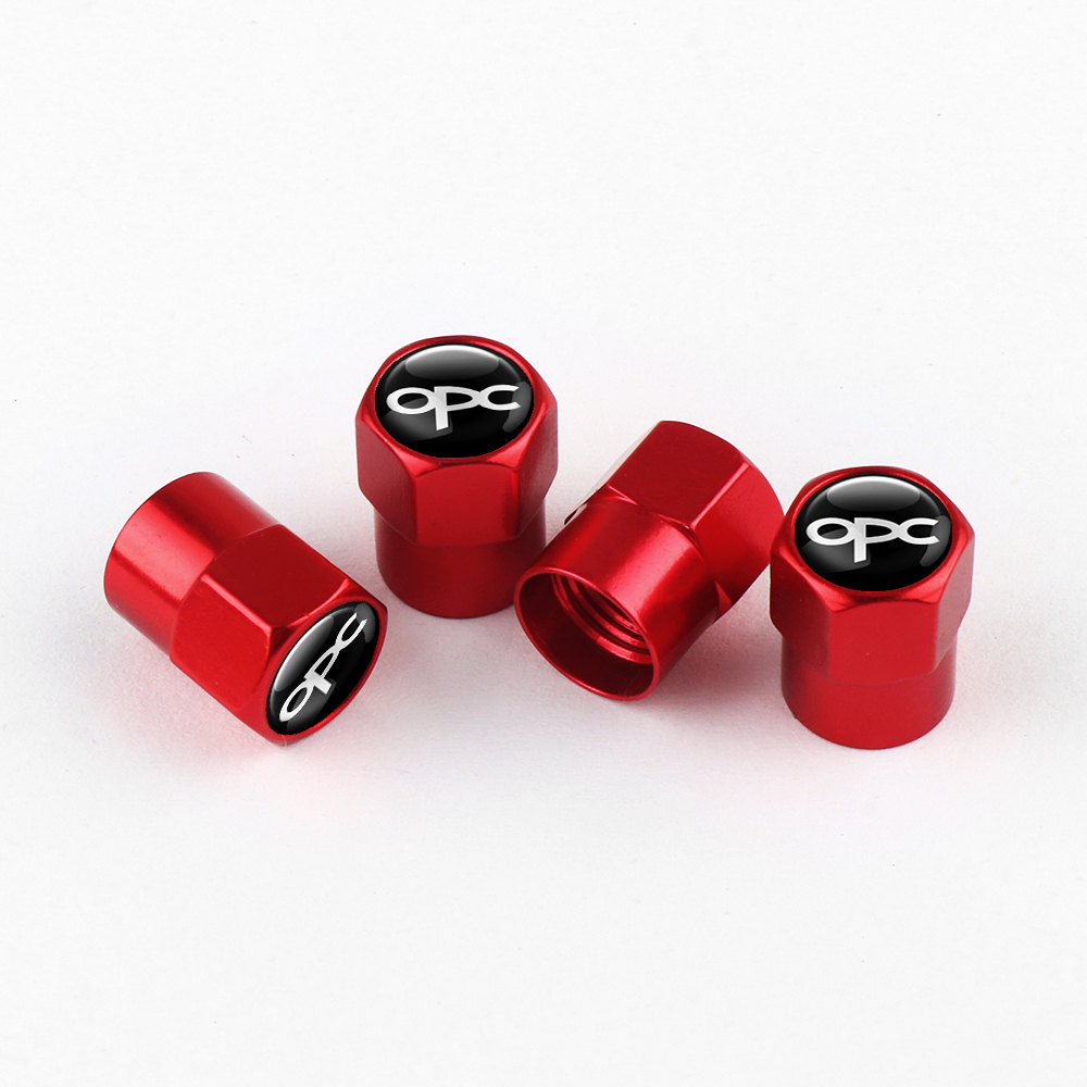 RED TIRE VALVE STEM CAPS FOR OPEL OPC