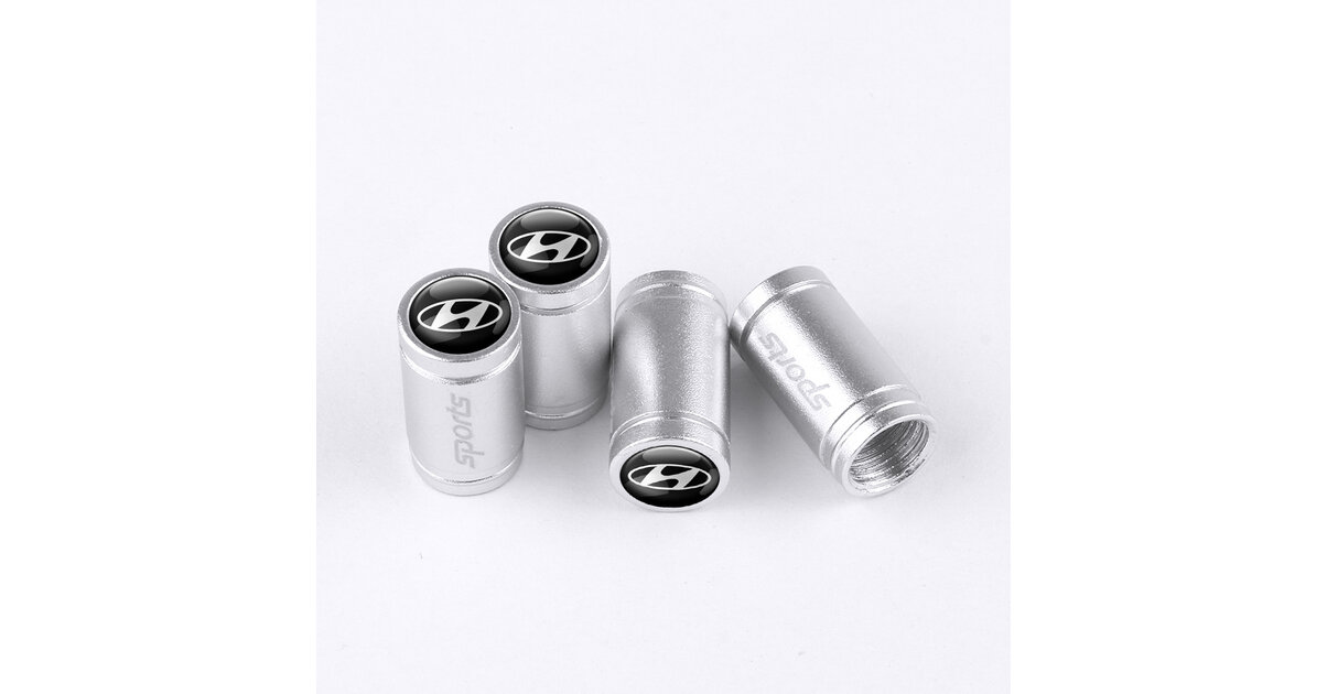 thumbnail image 2 of IPick Image INFINITI Logo Black On Silver Aluminum Tire Valve Stem Caps – 4-Pack, Cylinder Style, Made In USA 2 of 3