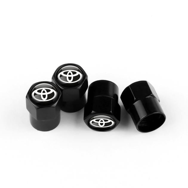 BLACK TIRE VALVE STEM CAPS FOR TOYOTA