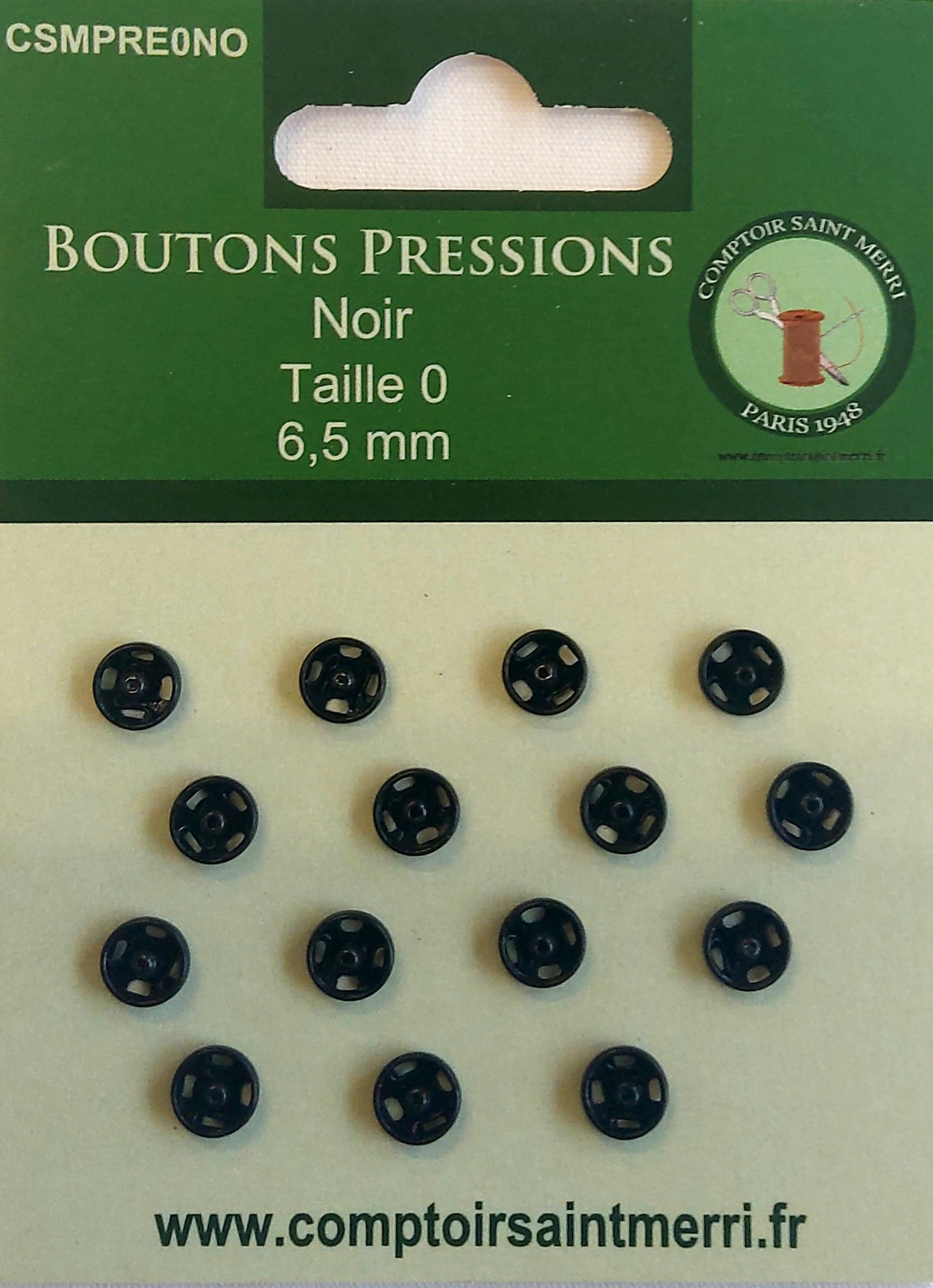8 boutons pression noirs à coudre 11mm -  - Vente en ligne  d'articles de mercerie