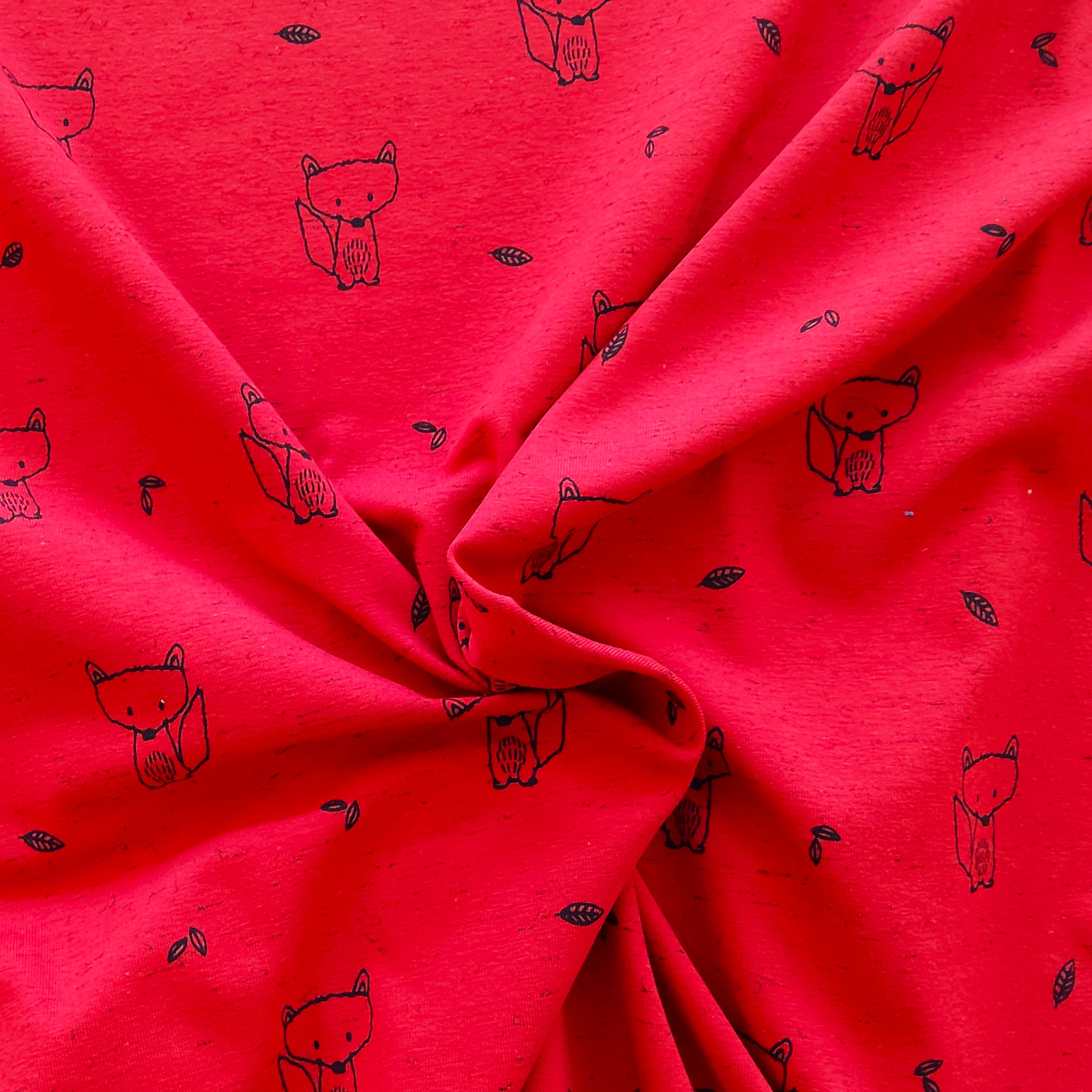 Tissu jersey coton/polyester - Renards - Poppy